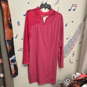 SHEIN Fuchsia Long Sleeve Dress with Cutout